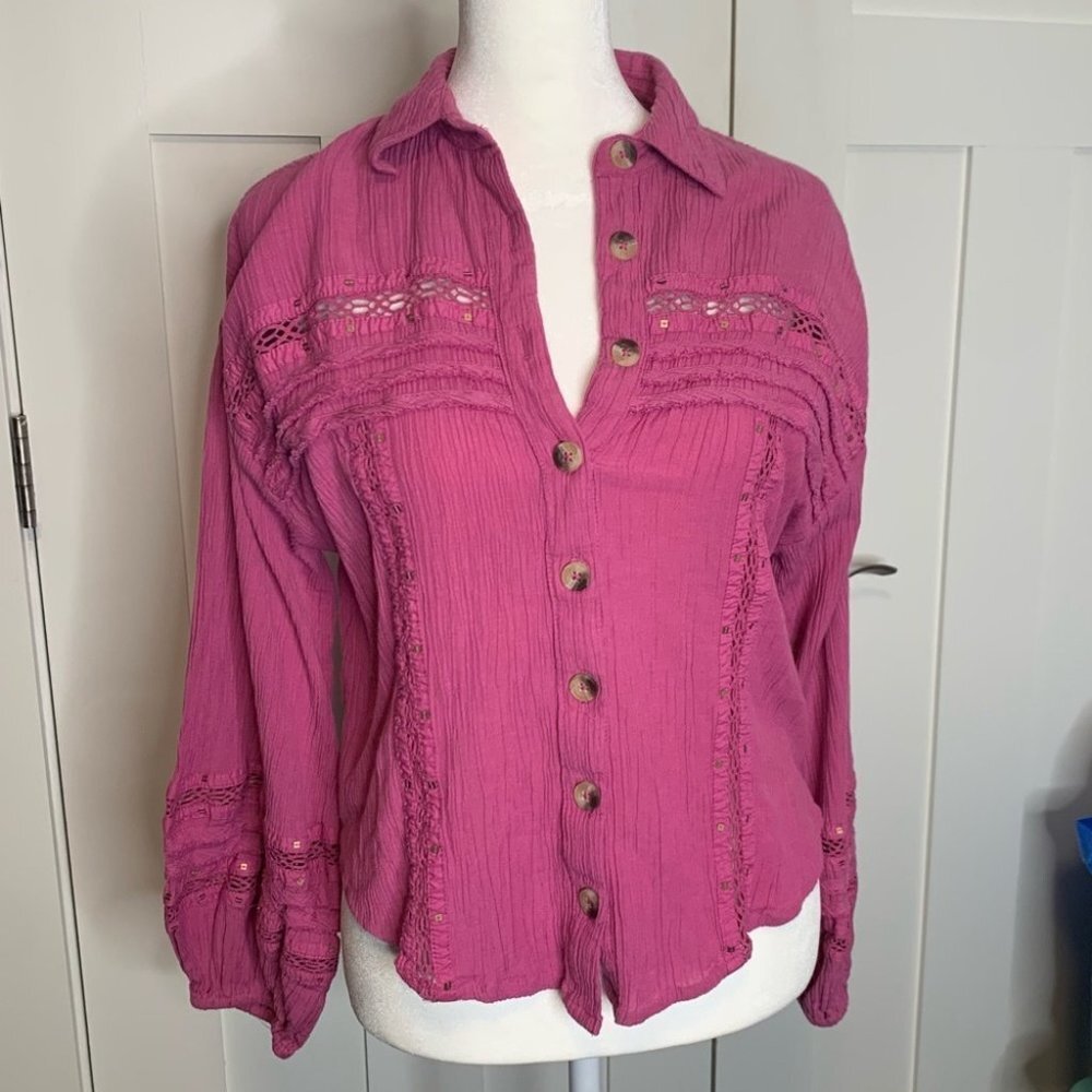 Free People Summer Stars Button Up Shirt Size XS - Picture 2 of 12